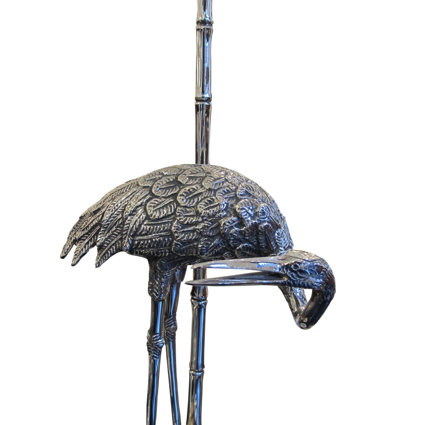 1960s Spanish Silver Plated Pair Of Bronze Heron Table Lamps By Valenti