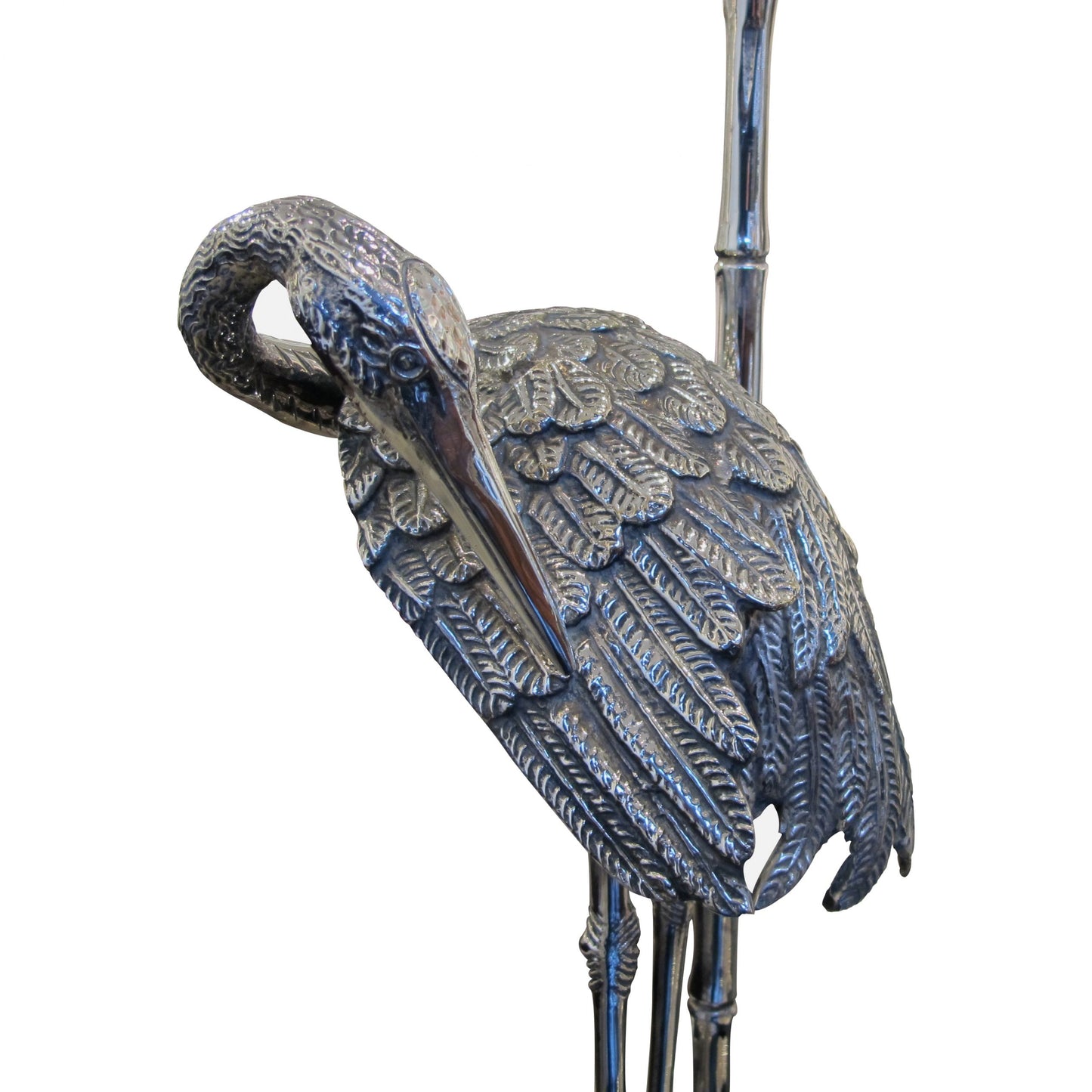 1960s Spanish Silver Plated Pair Of Bronze Heron Table Lamps By Valenti