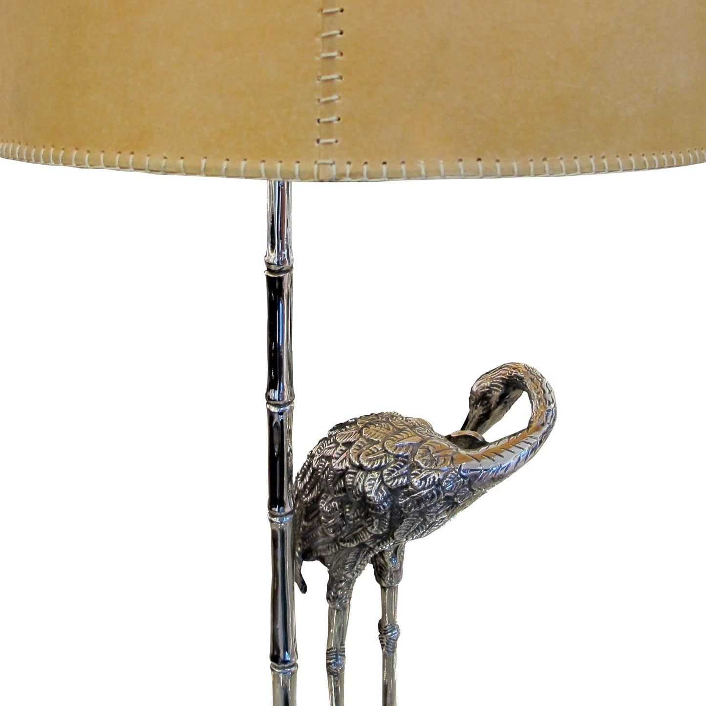 1960s Spanish Silver Plated Pair Of Bronze Heron Table Lamps By Valenti