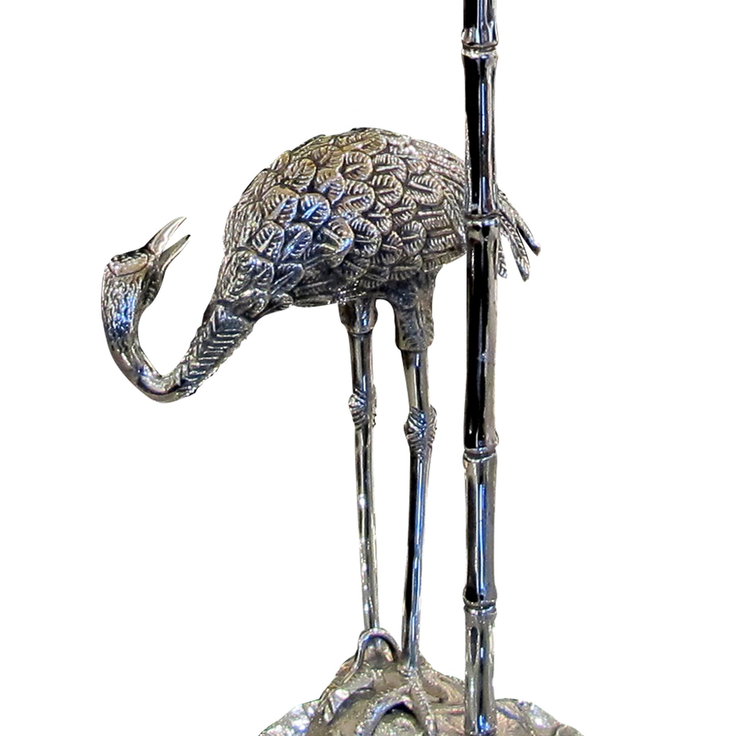 1960s Spanish Silver Plated Pair Of Bronze Heron Table Lamps By Valenti