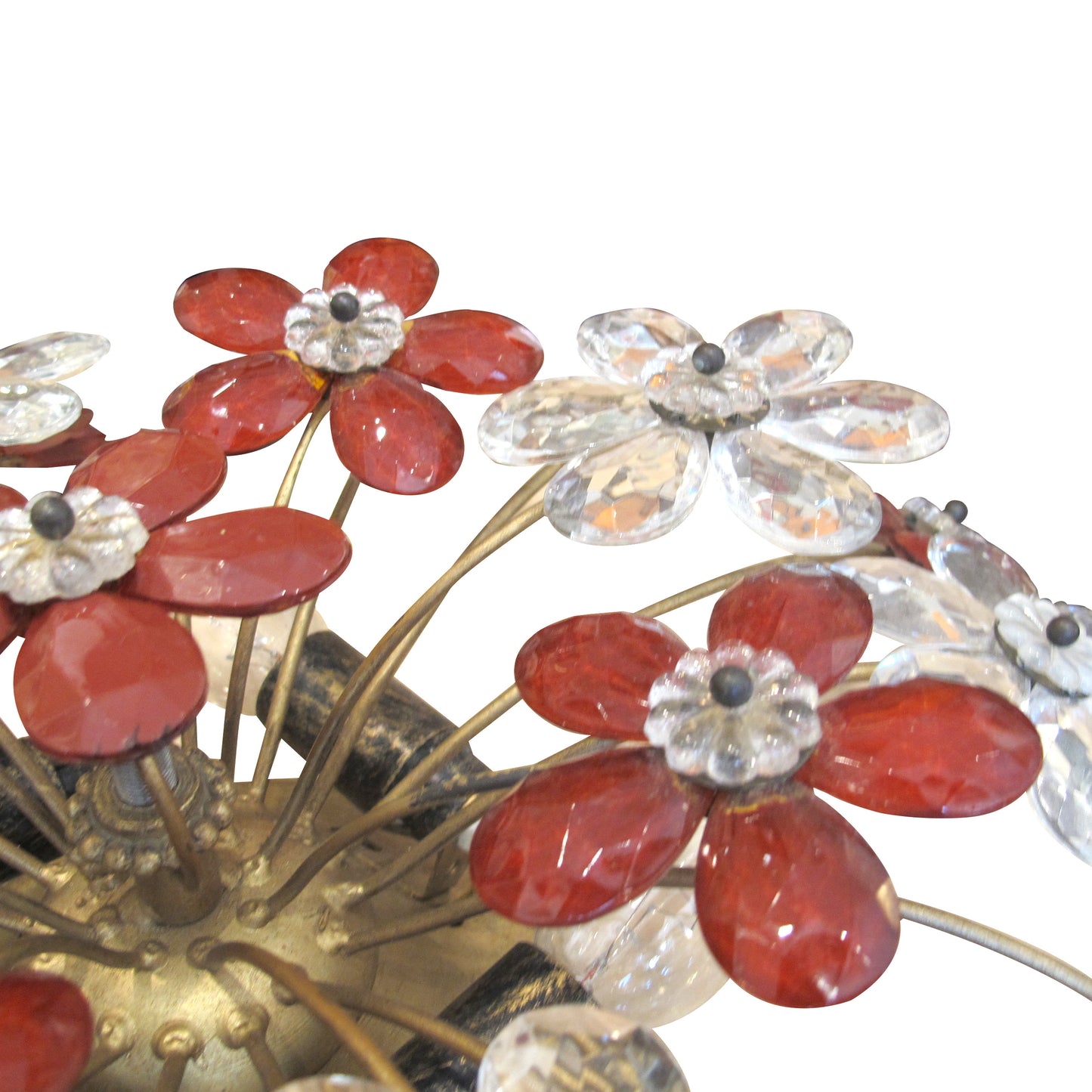 1970s French floral crystal ceiling light by Maison Bagues