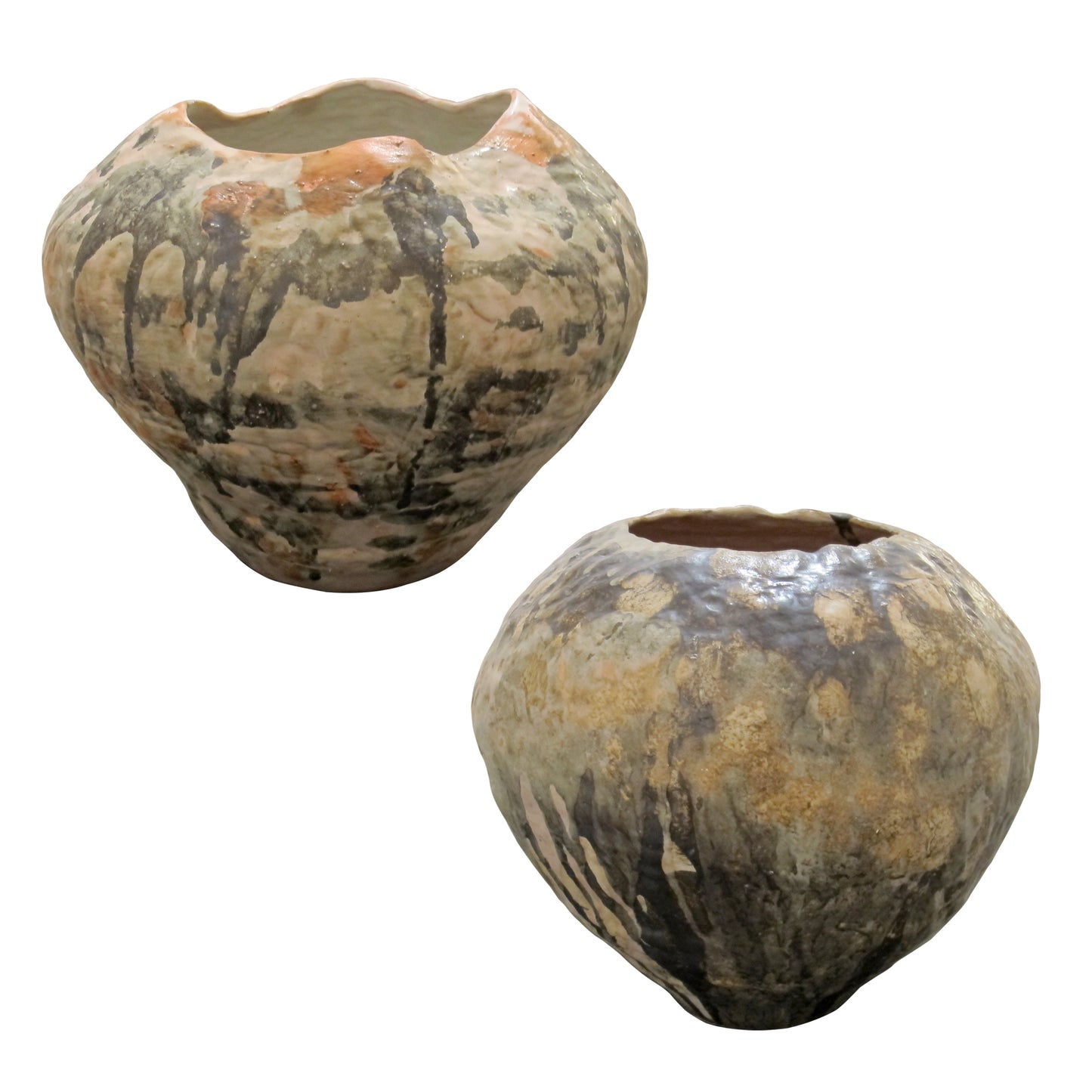 Organic Glazed Ceramic Vases, West Germany, 1970s