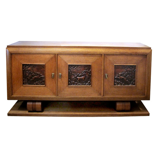 Large French Oak Sideboard by Charles Dudouyt, 1950s