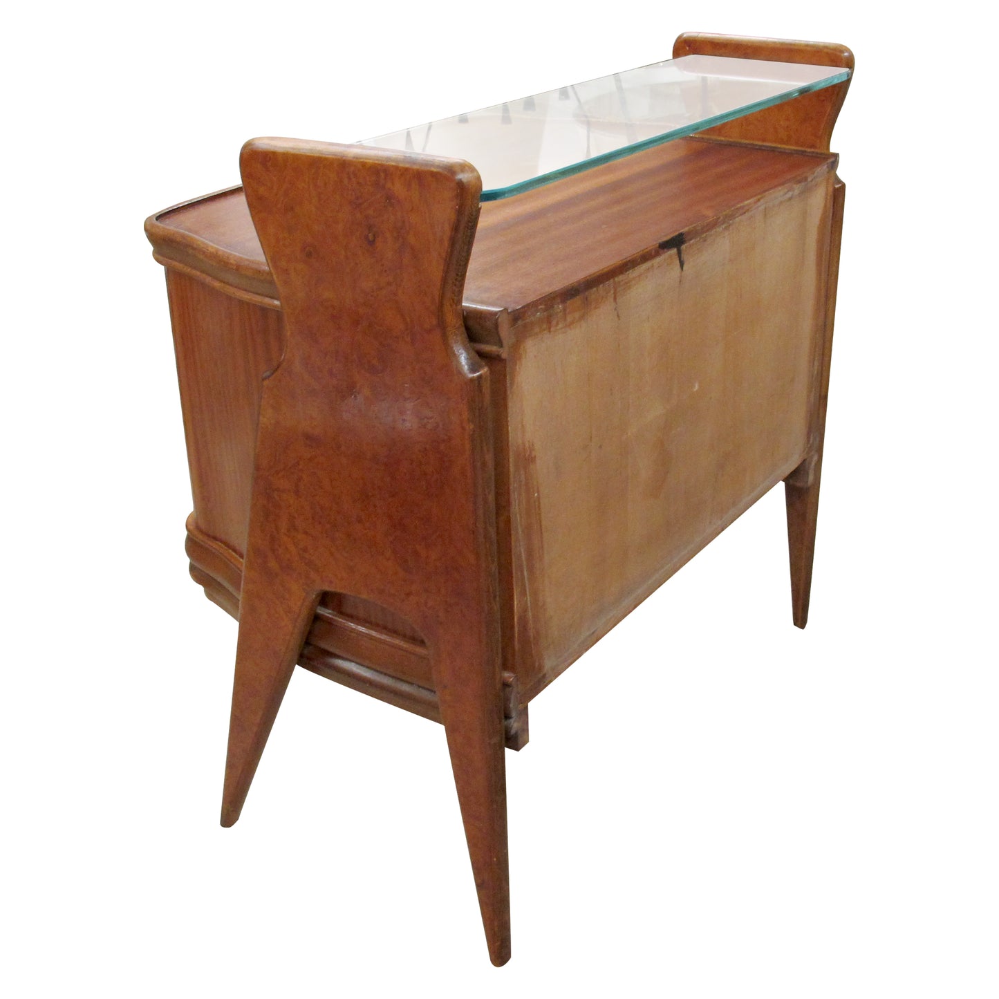 Pair of 1950s Scandinavian Bedside Tables with Glass Shelves