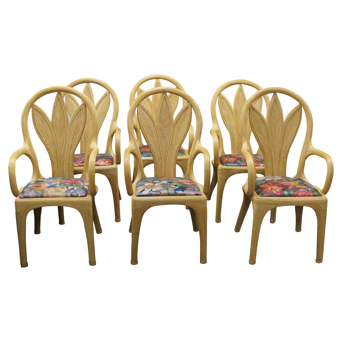 Set of 6 Vivai Del Sud Rattan Dining Chairs — Italy, Circa 1970s