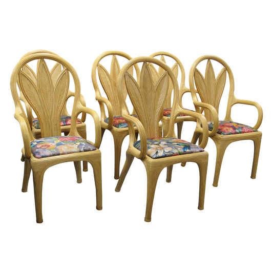 Set of 6 Vivai Del Sud Rattan Dining Chairs — Italy, Circa 1970s
