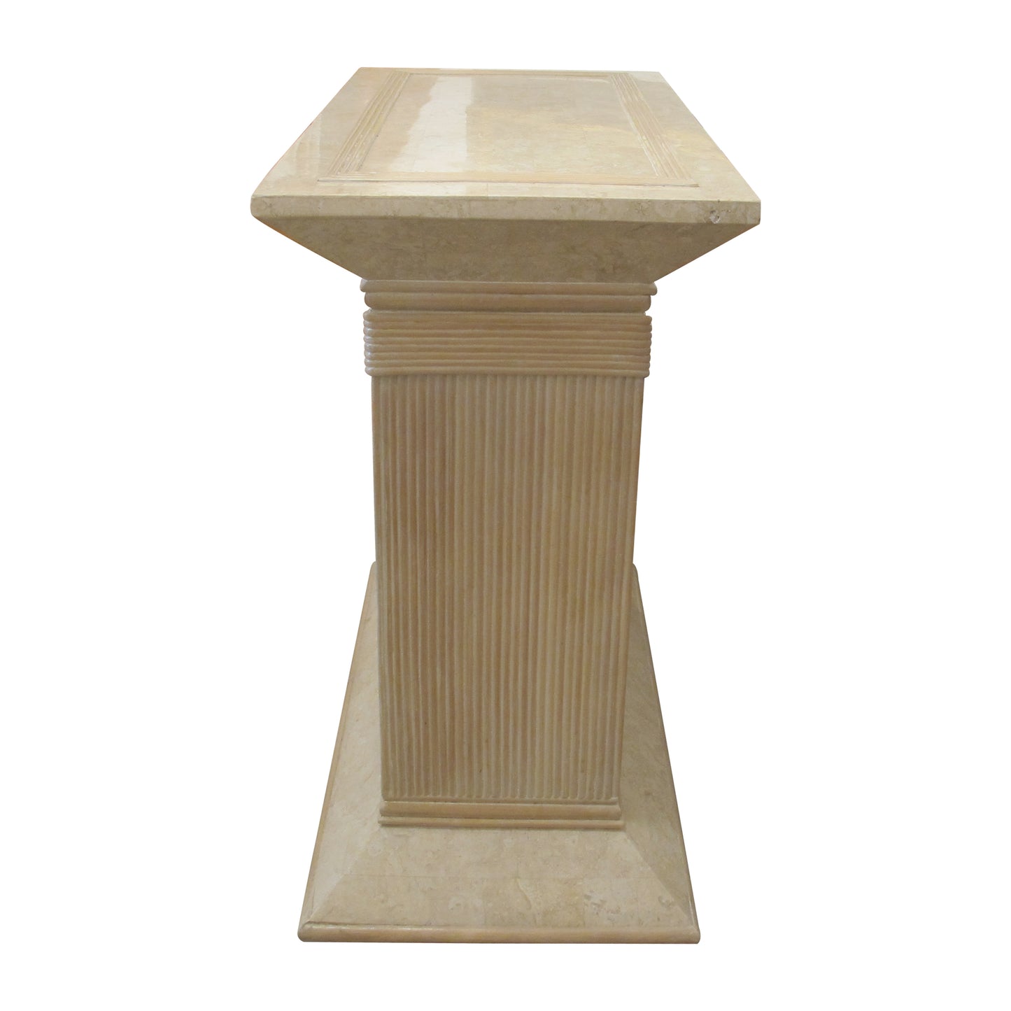 Pair of 1970s/80s Italian Rattan & Tessellated Travertine Pedestals