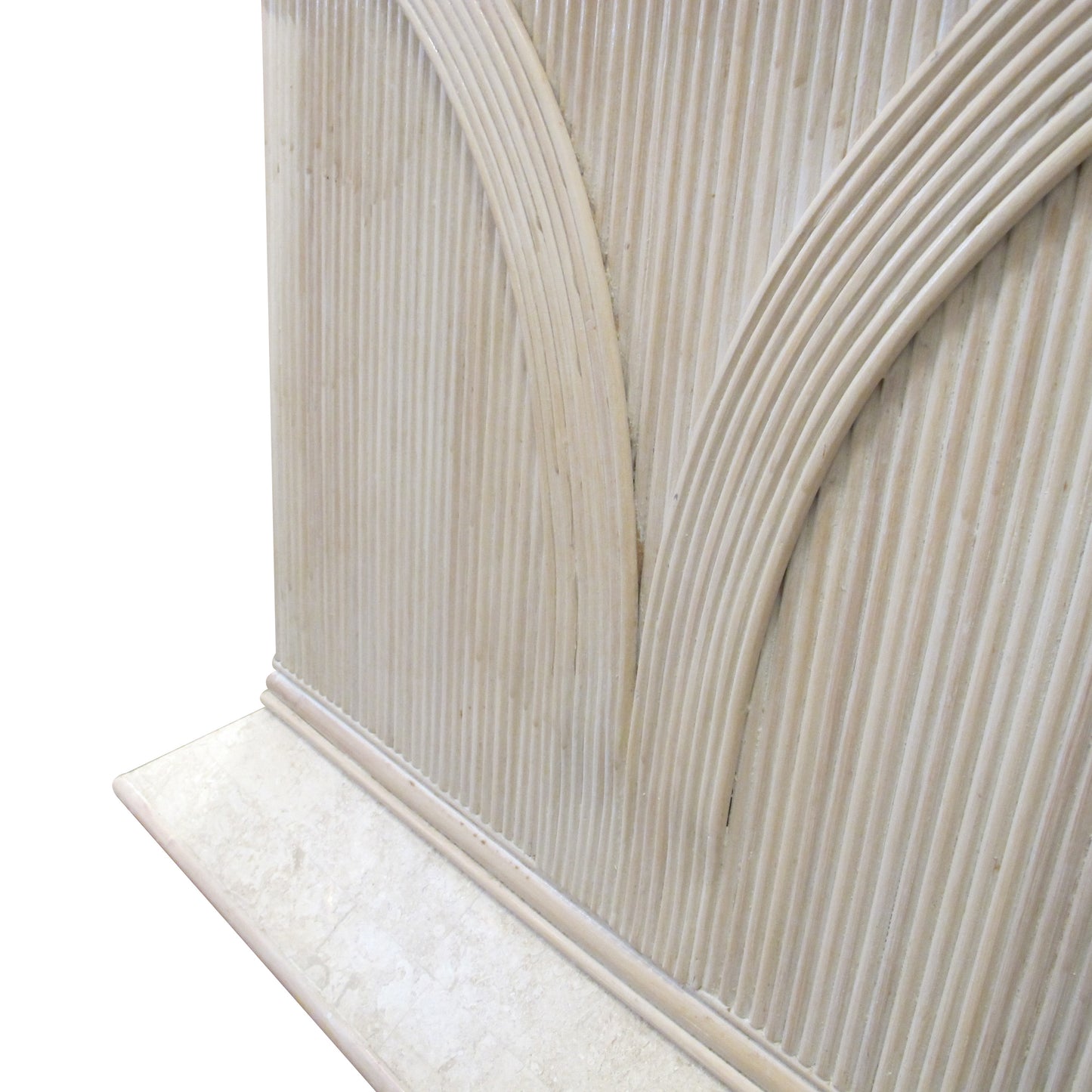 Pair of 1970s/80s Italian Rattan & Tessellated Travertine Pedestals