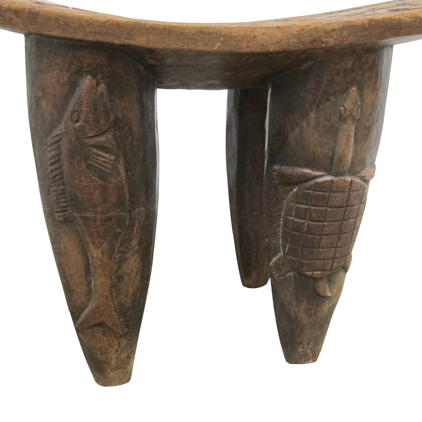 Vintage Hand-Carved Wooden Stool, Folk Art, African Design, 1950s