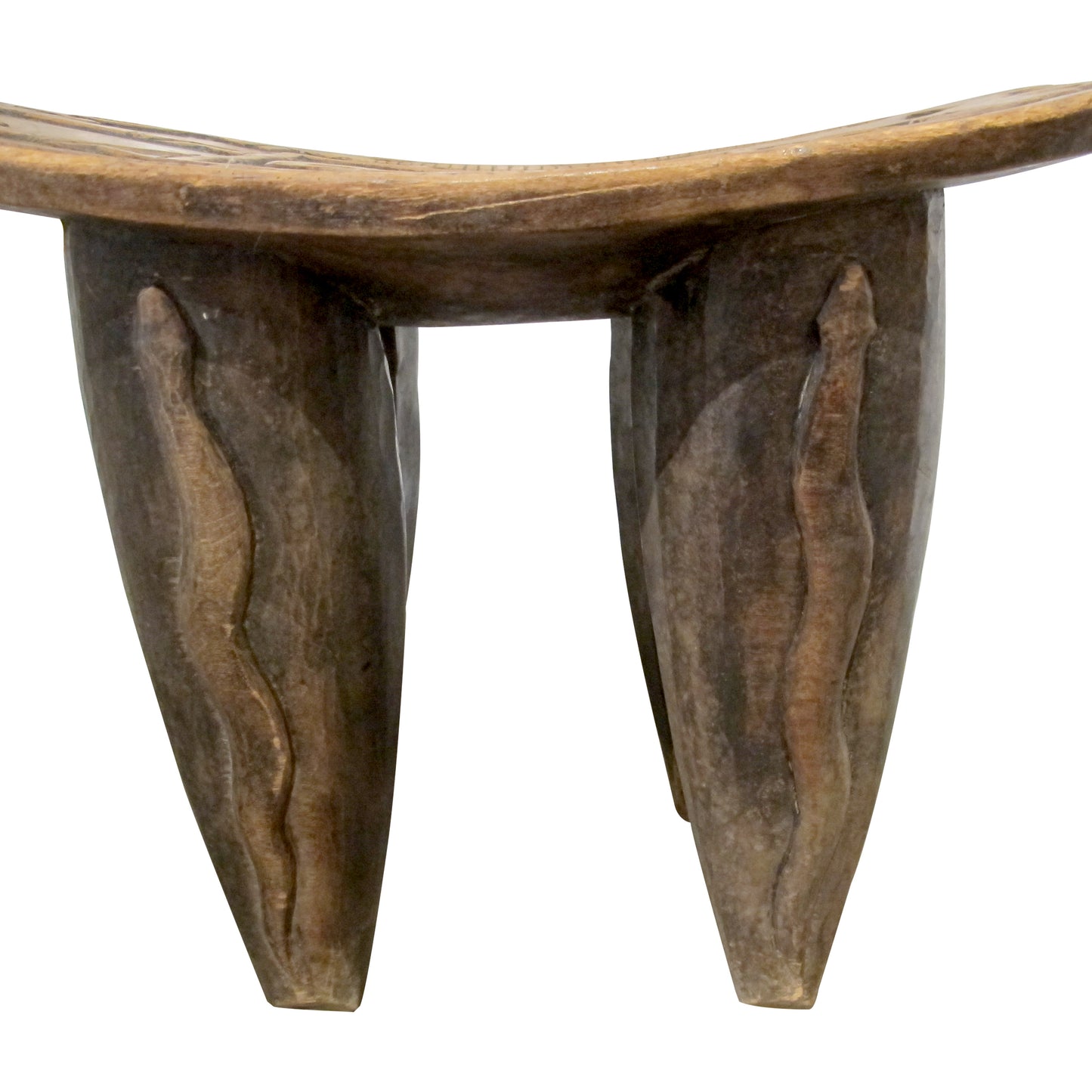 Vintage Hand-Carved Wooden Stool, Folk Art, African Design, 1950s