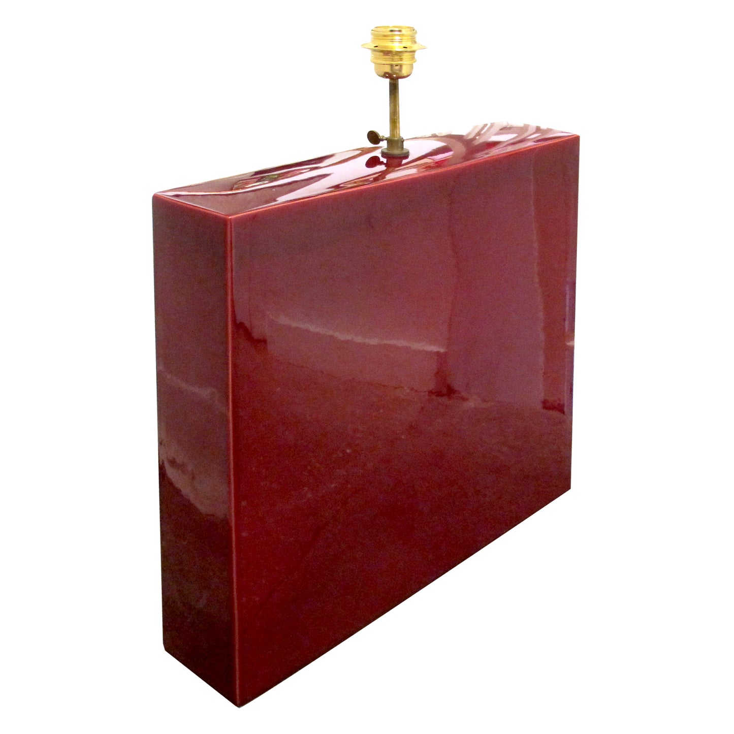 French Pair of Ceramic Table Lamps with Burgundy Glaze, 1960s