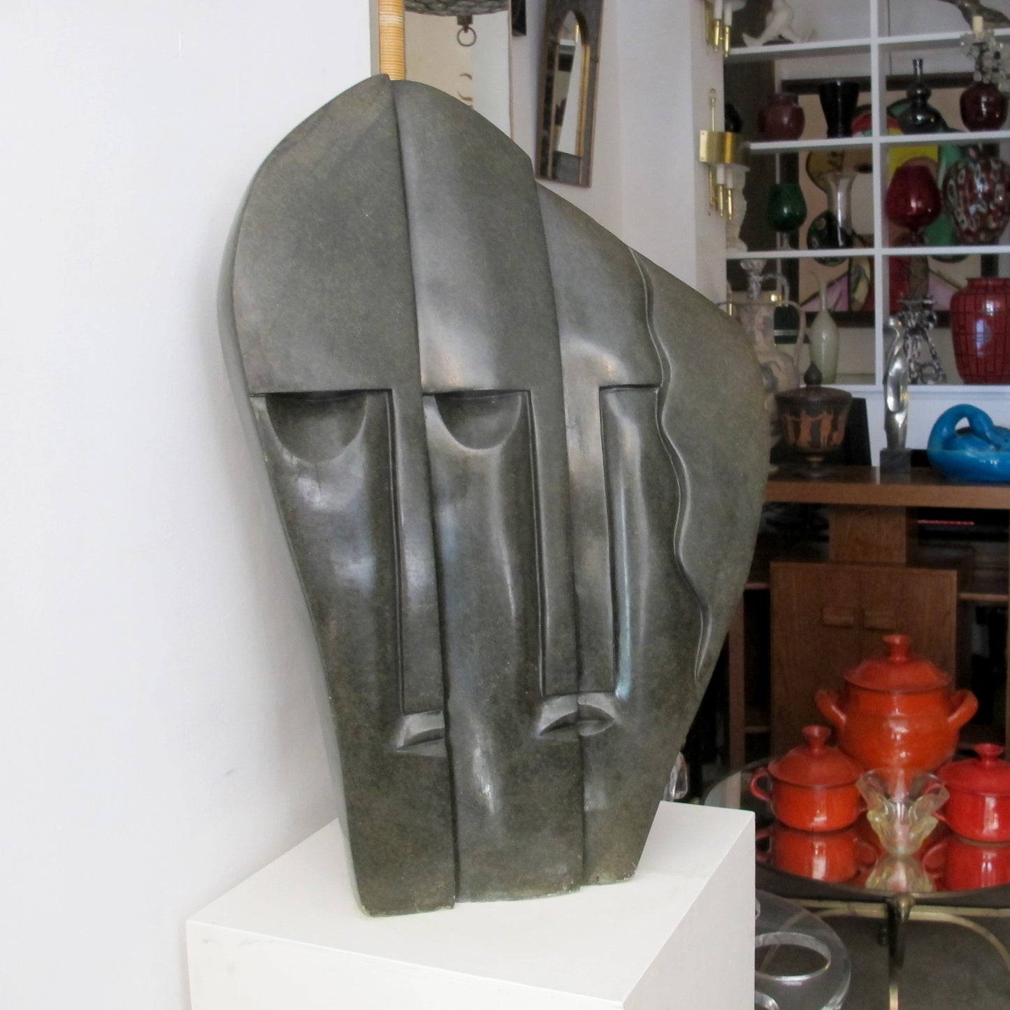 Large Mid-Century Springstone Sculpture of Three Wise Men