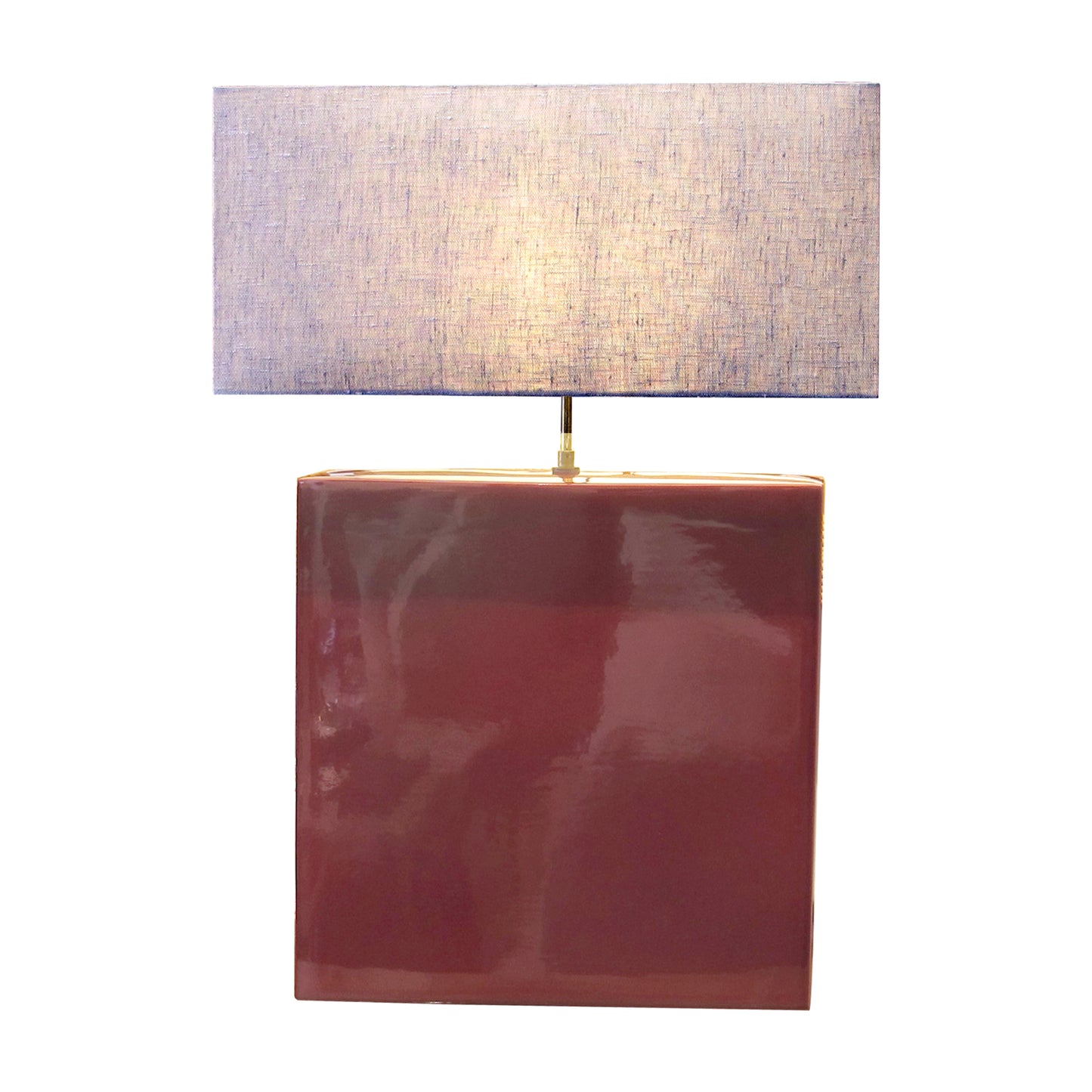 French Pair of Ceramic Table Lamps with Burgundy Glaze, 1960s