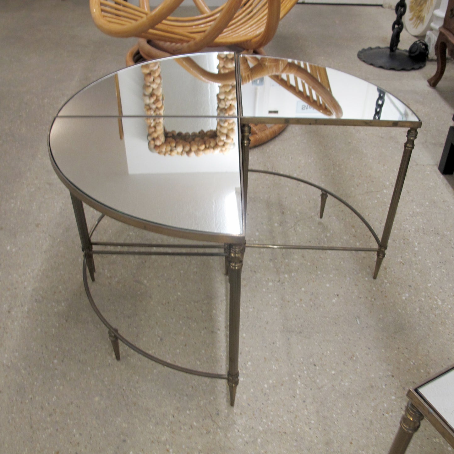 Mid-Century Maison Lancel Style Four-Piece Mirrored Tables