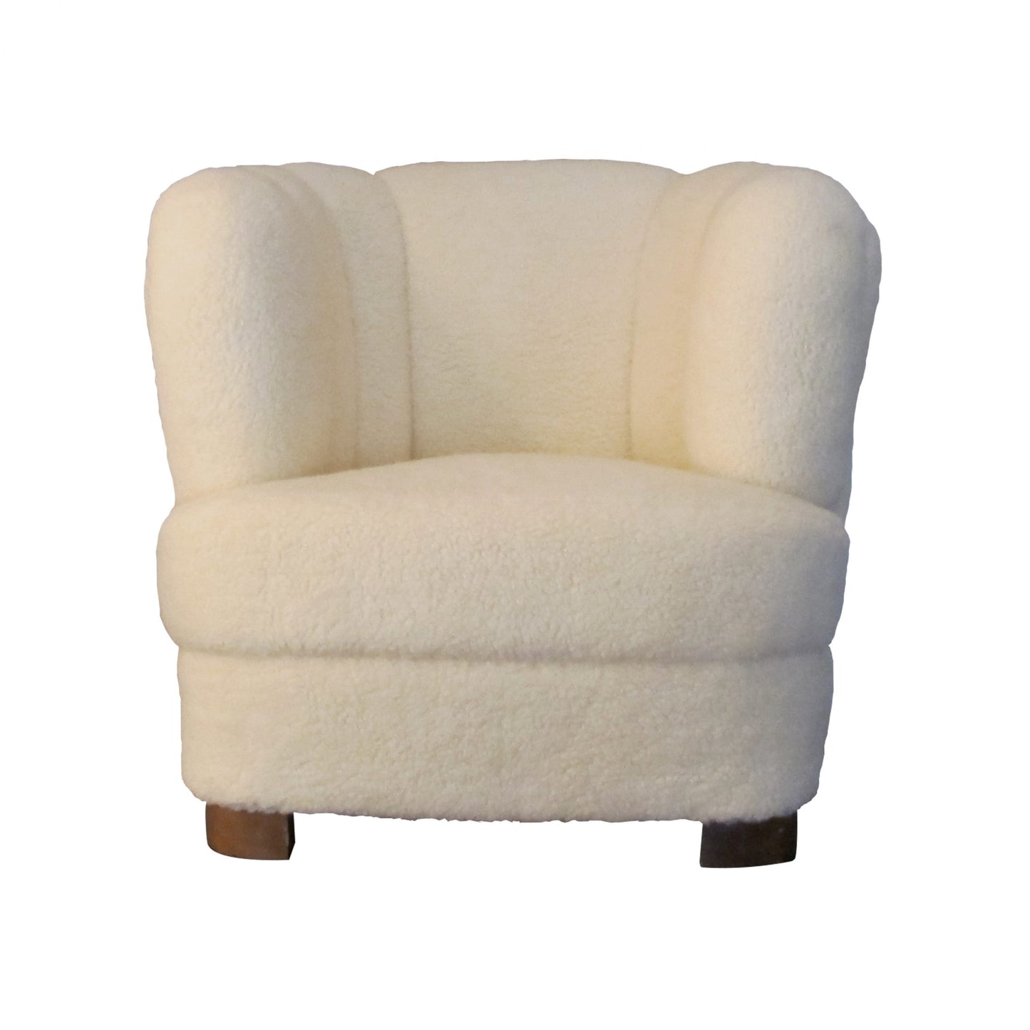 Swedish, 1930s Snug Art Deco Single Club Armchair Newly Upholstered In Lambskin Fabric