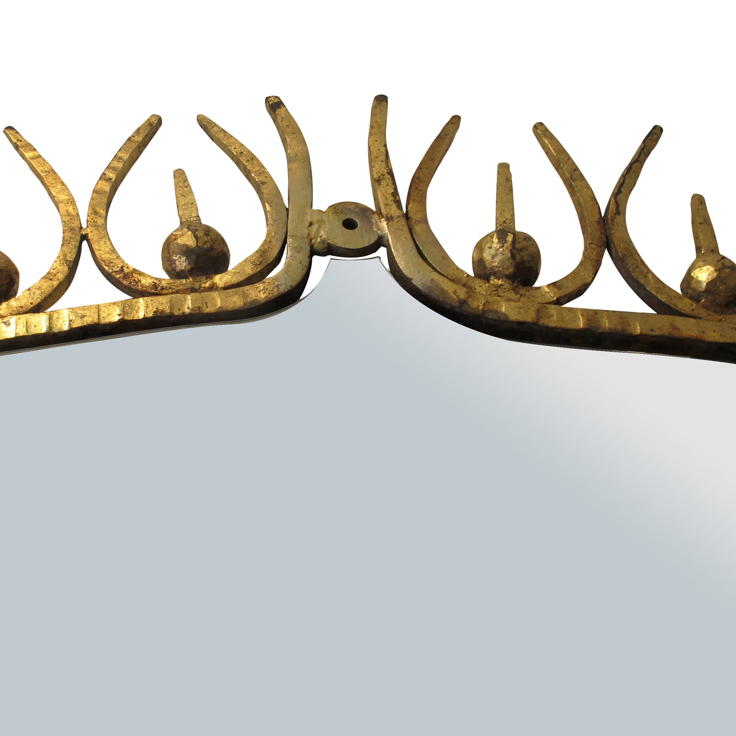 Large Mid-Century Gilt Wrought Iron Sunburst Mirror, Spanish