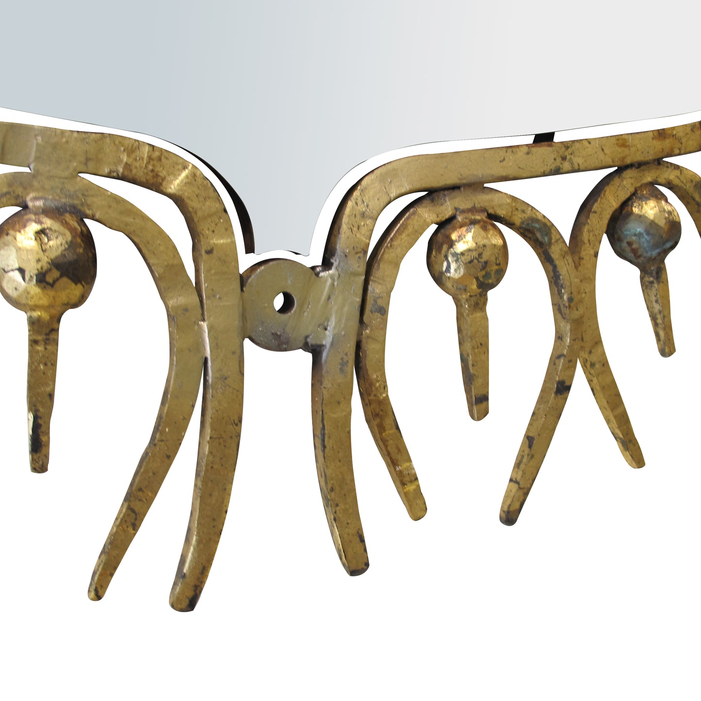Large Mid-Century Gilt Wrought Iron Sunburst Mirror, Spanish