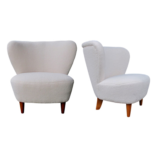 1940s Pair of Cocktail Armchairs by Gösta Jonsson Newly Upholstered, Swedish