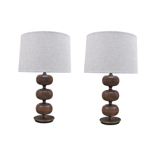 Vintage bulbous wood lamps