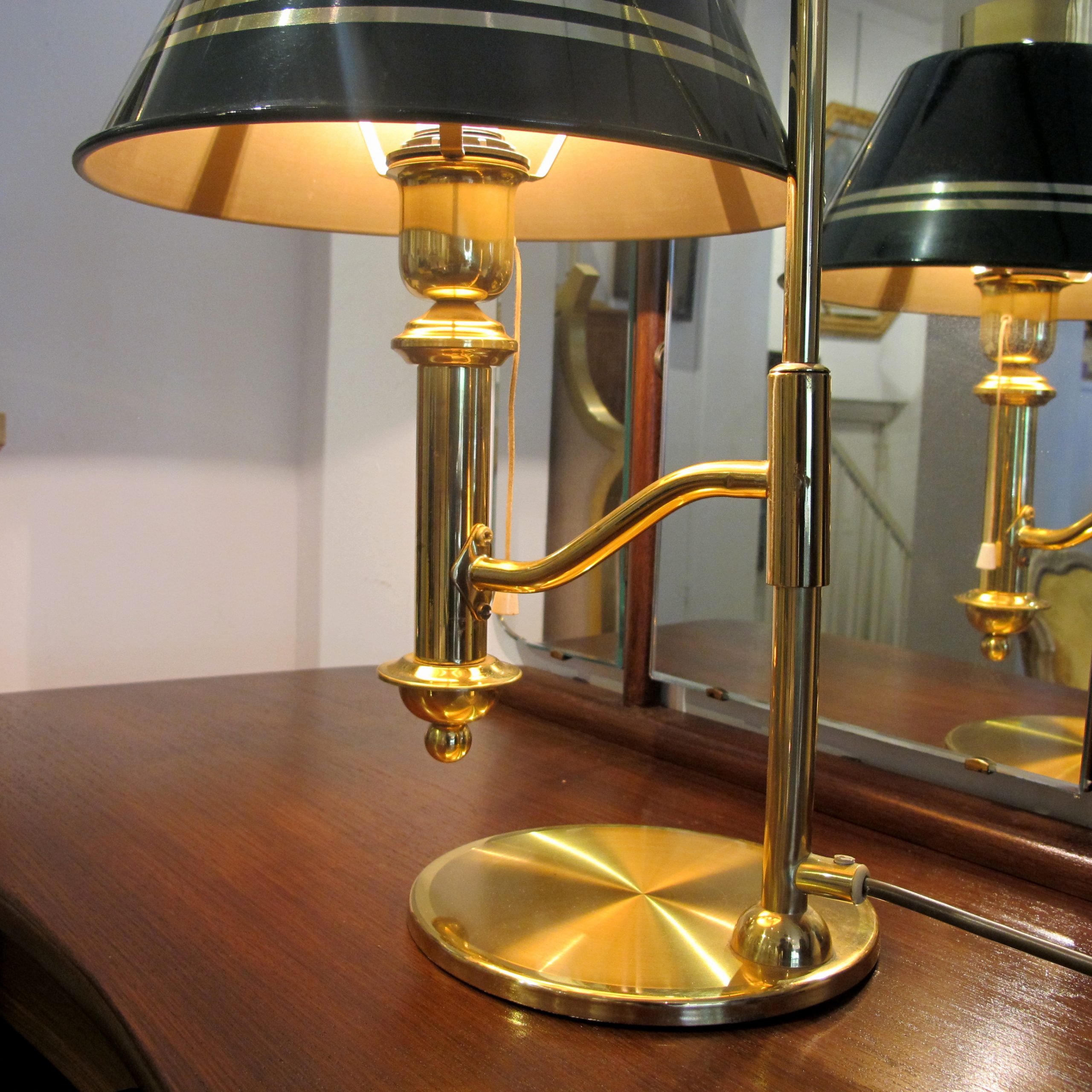 Swedish 1970s Large Brass Desk Table Lamp with Green Metal Shade - Les  Trois Garcons Interiors