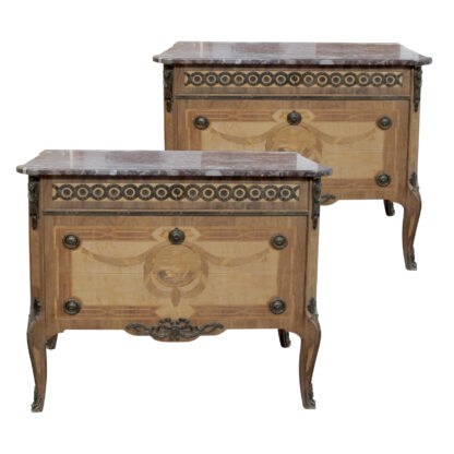 Mid-Century Louis XVI Style Swedish Chest of Drawers/Commodes with Marble Tops