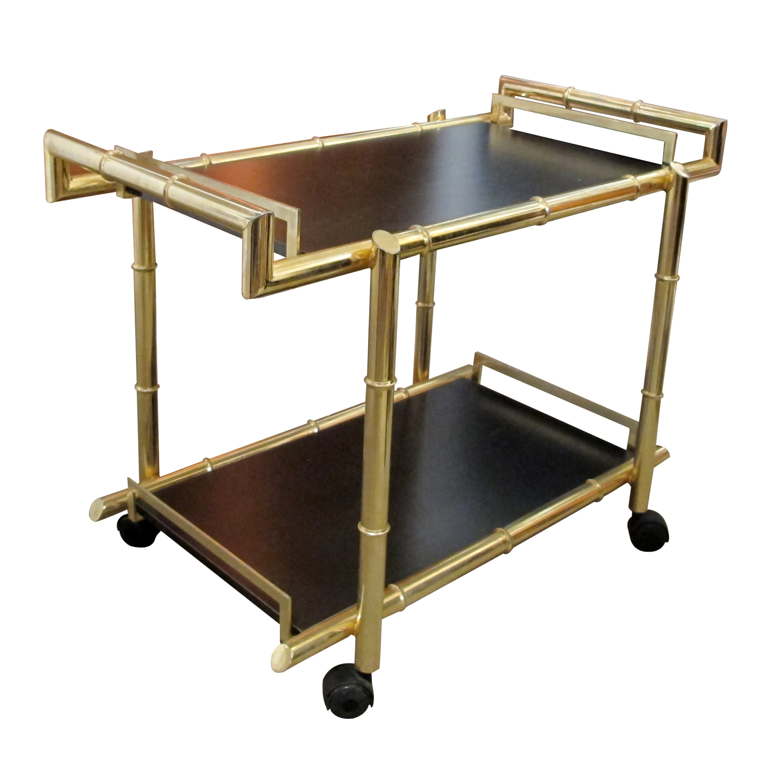 Three-Tiered Brass Faux Bamboo and Smoked Glass Bar Cart, 1970s – Past  Perfect