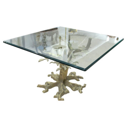 Mid-Century Brass Bonsai Tree Coffee table with Glass top, French - Image 2