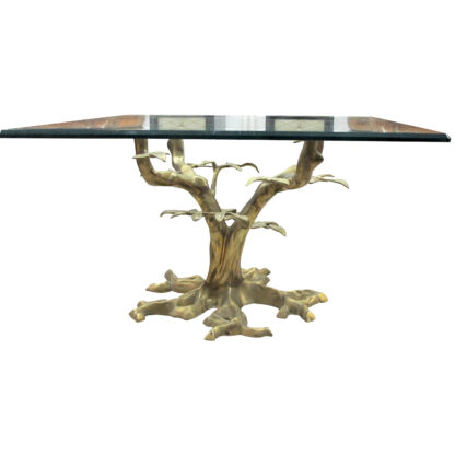 Mid-Century Brass Bonsai Tree Coffee table with Glass top, French - Image 3