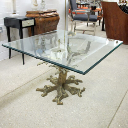 Mid-Century Brass Bonsai Tree Coffee table with Glass top, French - Image 7