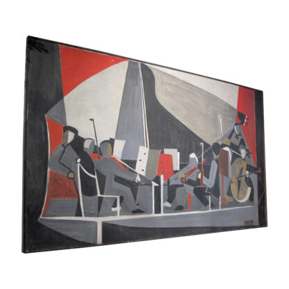 1950 Very large Oil on Canvas “L’Orchestre” by Francois Jacquemin, French - Image 2