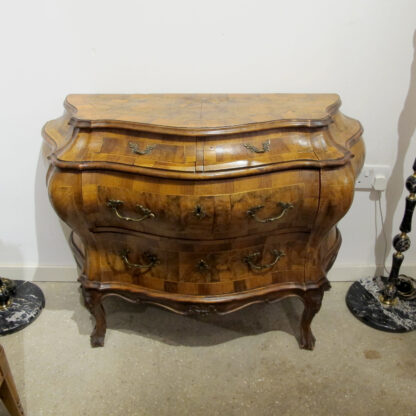 1930s Bow Fronted Chest of Drawers, Rococo Style, Italian - Image 9